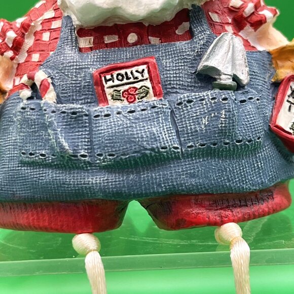 Resin Shelf Sitter Santa Ornament Farmhouse Christmas Green Boots Dangling Legs - Picture 7 of 12